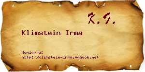 Klimstein Irma névjegykártya